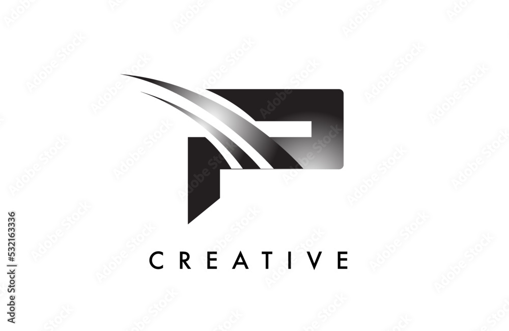 Letter P Logo Design Vector with Curved Swoosh Lines and Creative Look Letter P Logo Design Vector with Curved Swoosh Lines and Creative Look