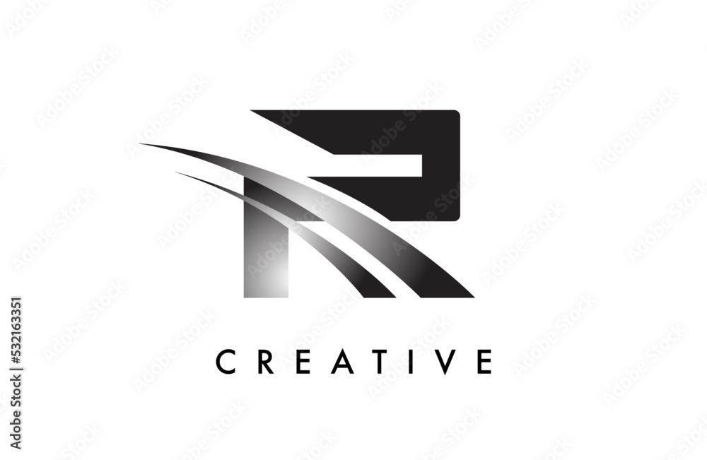 Letter R Logo Design Vector with Curved Swoosh Lines and Creative Look Letter R Logo Design Vector with Curved Swoosh Lines and Creative Look