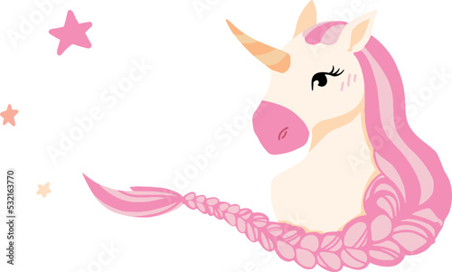Beautiful and cute unicorn with a long plait