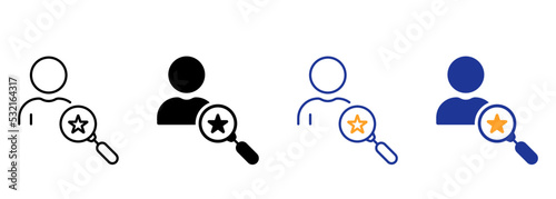 Find Talent Employee Silhouette and Line Icon. Job Hire Human Resource Pictogram. HR Search Person Icon. Career Hiring Employment Recruit Agency. Editable Stroke. Isolated Vector Illustration