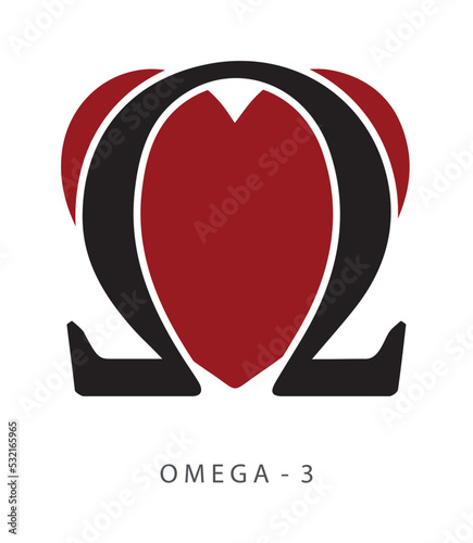 Omega and heart symbol