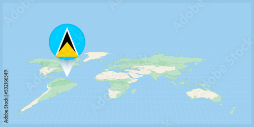 Location of Saint Lucia on the world map, marked with Saint Lucia flag pin.
