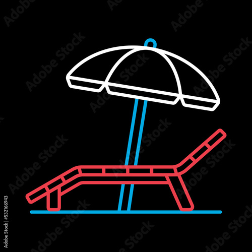 Lounger Beach Sunbed Chair flat vector icon