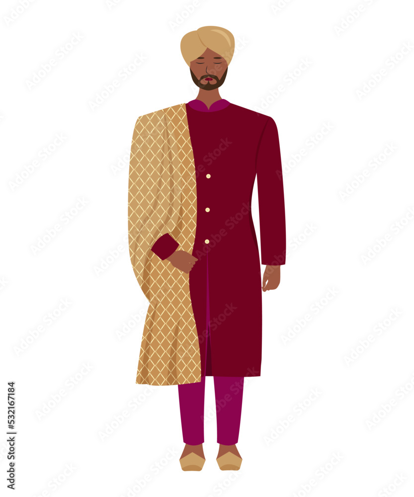 indian man traditional attire. vector indian man traditional attire. vector