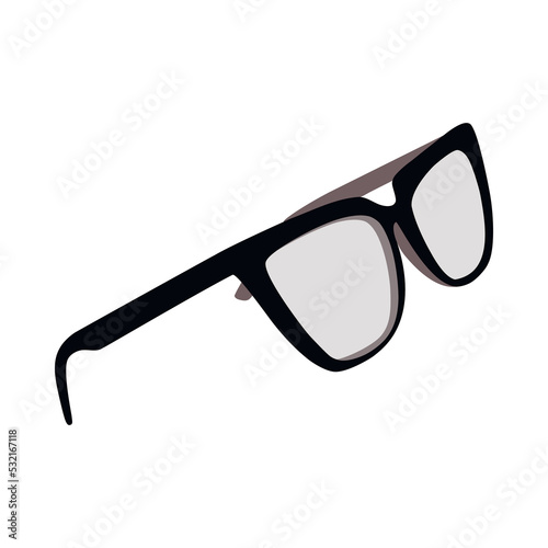 Side view cat eye sunglasses vector drawing. Hand drawn graphic icon isolated on white. Flat minimal illustration.