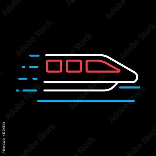 Monorail speed modern train flat vector icon