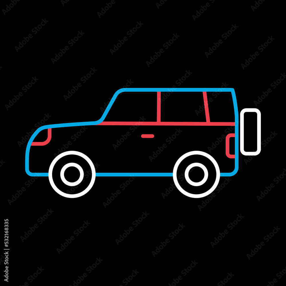 SUV car vector isolated on black background icon SUV car vector isolated on black background icon