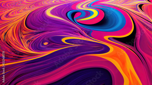 3 d render. Abstract background with psychedelic painting in colorful vivid colors. Swirls and spreading.