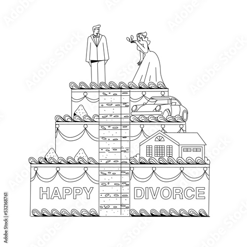 Wedding cake illustrating divorce and division of property.