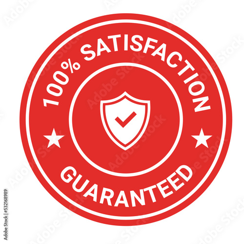 100% Satisfaction Guaranteed. Free shipping vector logo and trust badge icon