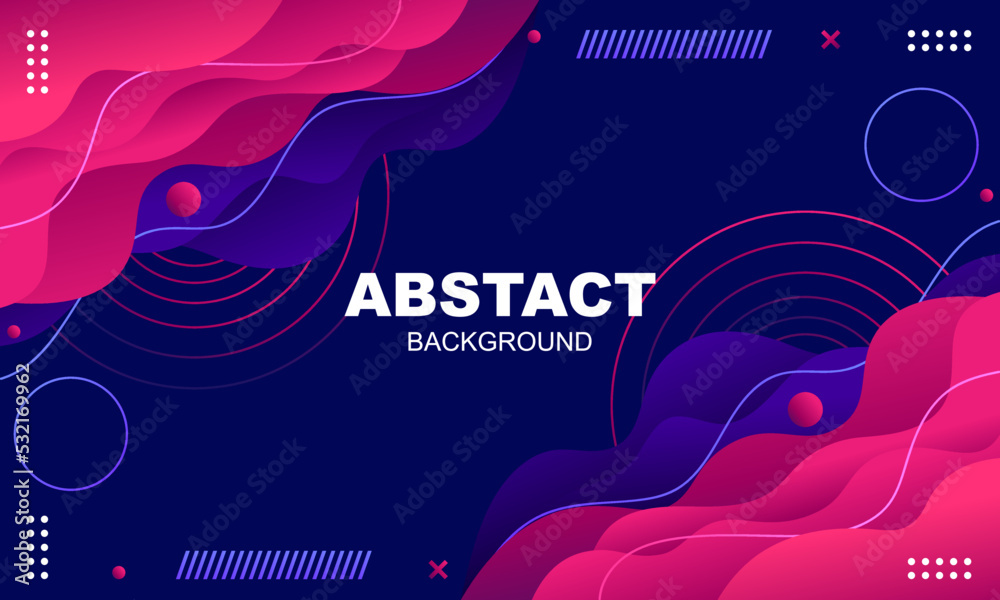 Abstract modern background design. Pink, purple, blue color liquid and geometric shape. Vector illustration