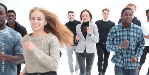Canvas Print group of young successful people in motion