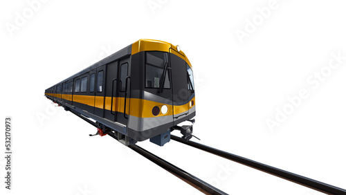 3d model of a subway train on a white isolated background. 3d rendering.