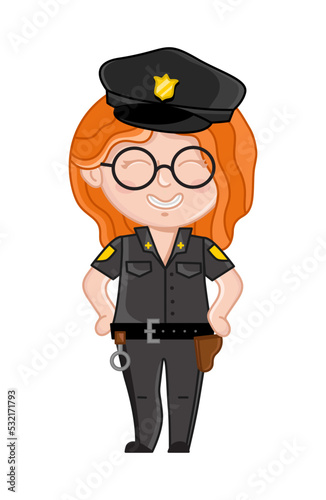 Wallpaper Mural Smiling girl in policewoman uniform