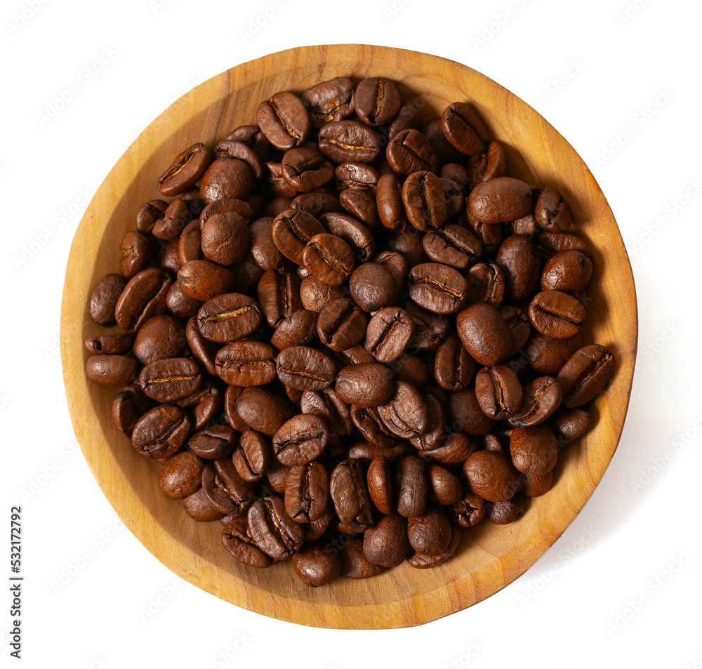 Fototapeta premium Coffee beans isolated on white background. Coffee bean close up.