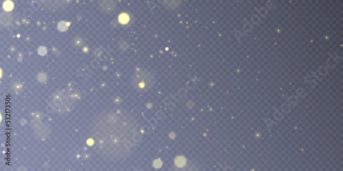 Light effect with many shimmering highlights on a transparent background. Abstract bokeh lights.
