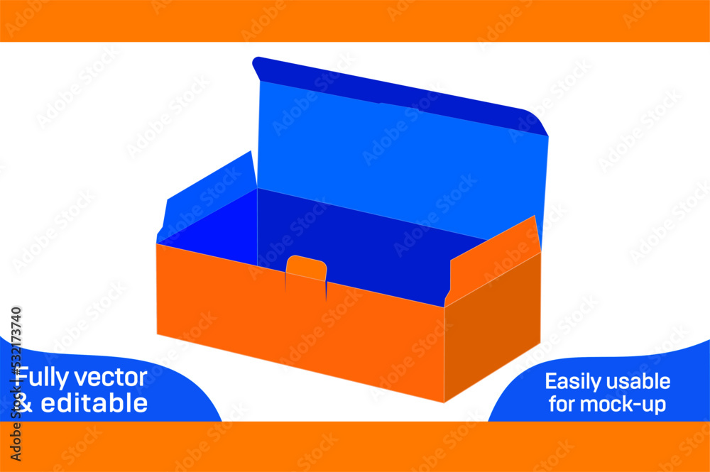 Surgical mask box 12 x 5 x 3.5 inch Large size box dieline template and