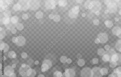 Vector white bokeh on isolated transparent background. Magic blur png. Light movement PNG.