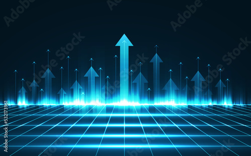 PrintAbstract arrow direction. Technology background. Business growth concept.