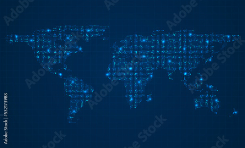 Fototapeta Naklejka Na Ścianę i Meble -  Dotted world map in futuristic style