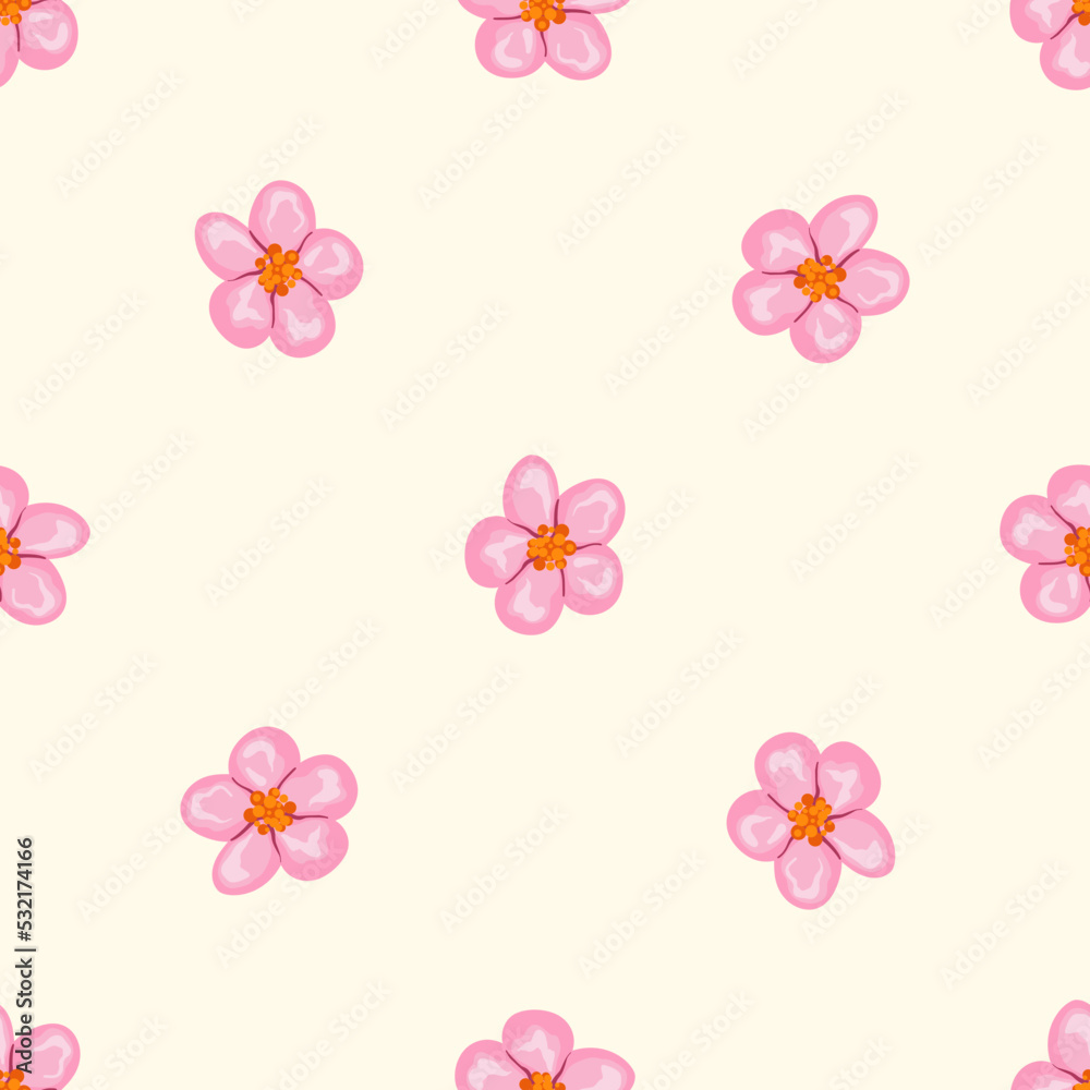 Vector pattern with flowers. Hand drawn background.