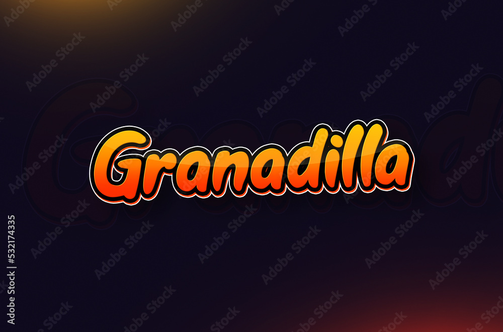 Fruits name Granadilla text design Fruits name Granadilla text design