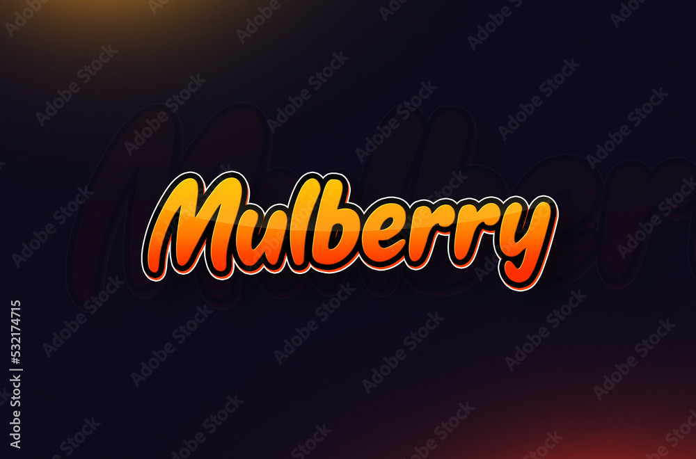 Fruits name Mulberry text design Fruits name Mulberry text design
