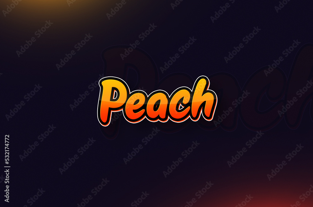 Fruits name Peach text design