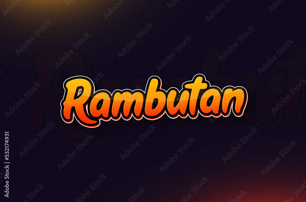 Fruits name Rambutan text design Fruits name Rambutan text design