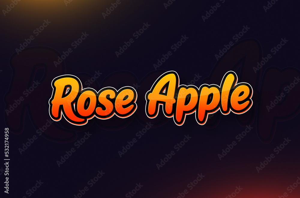 Fruits name Rose Apple text design Fruits name Rose Apple text design