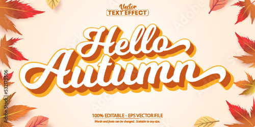Autumn editable text effect on autumn leaves and textured background