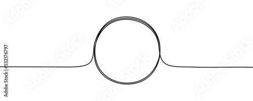 Continuous one line black circle drawing. Vector illustration
