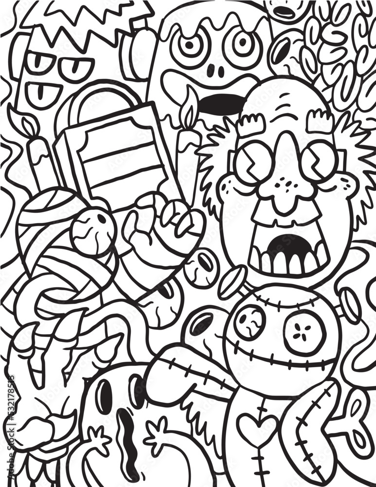 Halloween ghost party coloring page