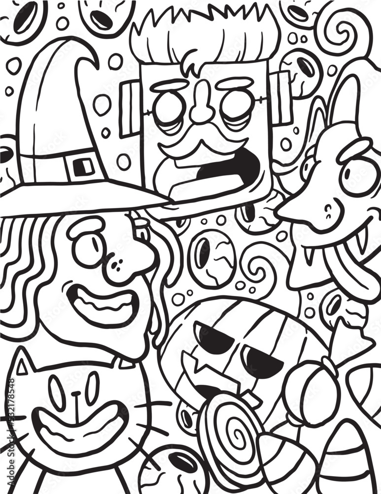 Halloween ghost party coloring page