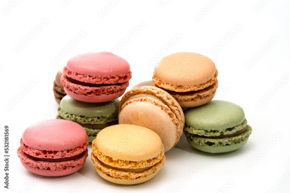colorful macaroons isolated on white colorful macaroons isolated on white