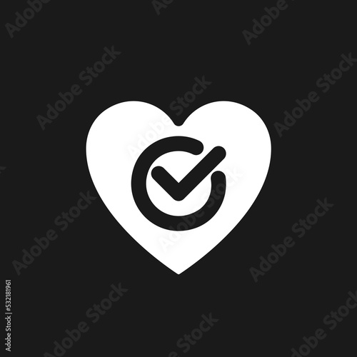 Heart checkup dark mode glyph ui icon. Regular medical examination. User interface design. White silhouette symbol on black space. Solid pictogram for web, mobile. Vector isolated illustration