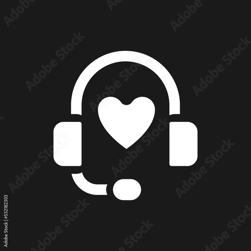 Clinical call center dark mode glyph ui icon. Helpdesk service. User interface design. White silhouette symbol on black space. Solid pictogram for web, mobile. Vector isolated illustration
