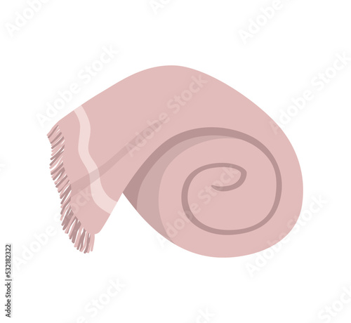The blanket is rolled up isolated on white, the concept of cozy home, relaxation.