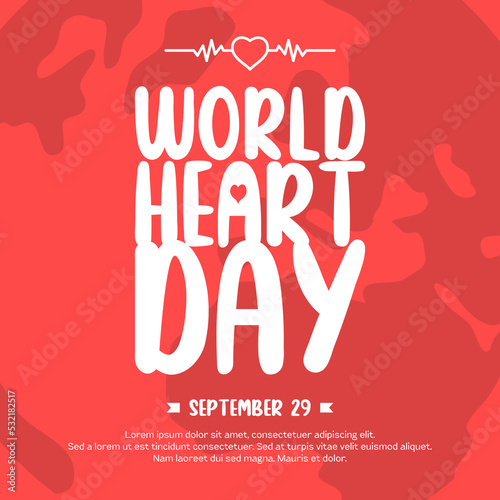 World heart day banner design, vector illustration