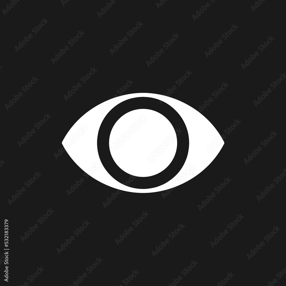 Eye dark mode glyph ui icon. Part of human body. Organ of perception. User interface design. White silhouette symbol on black space. Solid pictogram for web, mobile. Vector isolated illustration Eye dark mode glyph ui icon. Part of human body. Organ of perception. User interface design. White silhouette symbol on black space. Solid pictogram for web, mobile. Vector isolated illustration