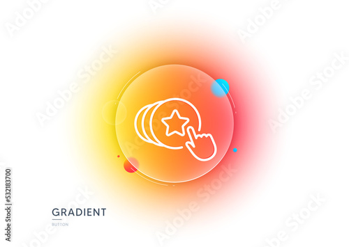 Hold heart line icon. Gradient blur button with glassmorphism. Friends love sign. Brand ambassador hand symbol. Transparent glass design. Hold heart line icon. Vector