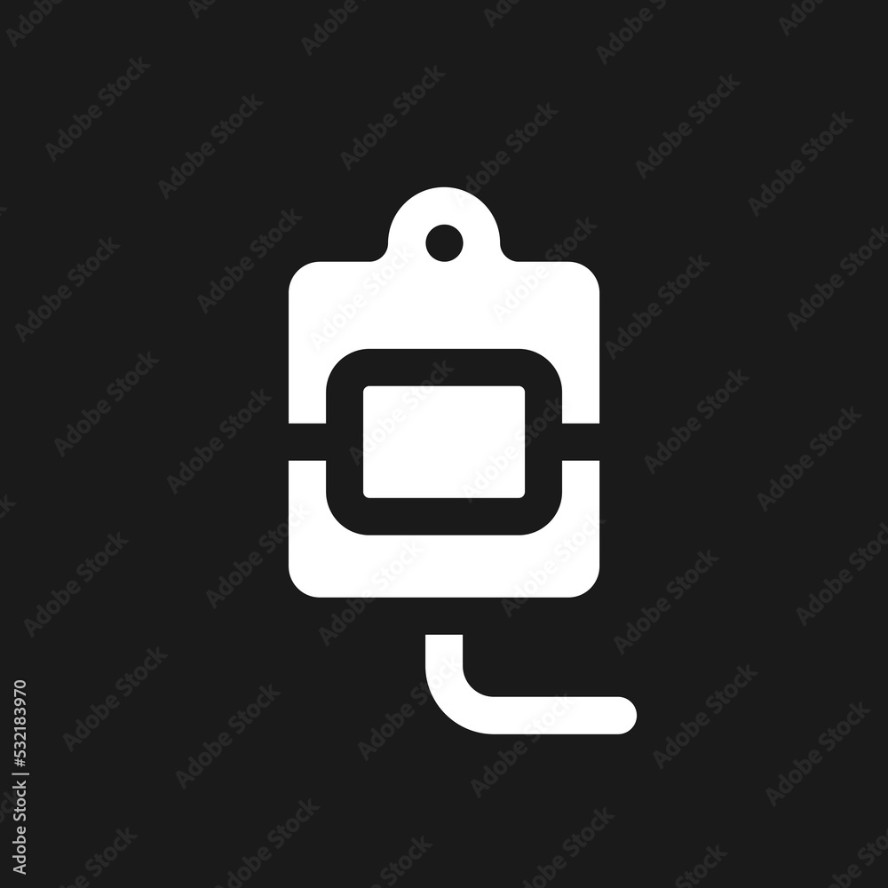 Obraz premium Blood transfusion dark mode glyph ui icon. Medical procedure. User interface design. White silhouette symbol on black space. Solid pictogram for web, mobile. Vector isolated illustration