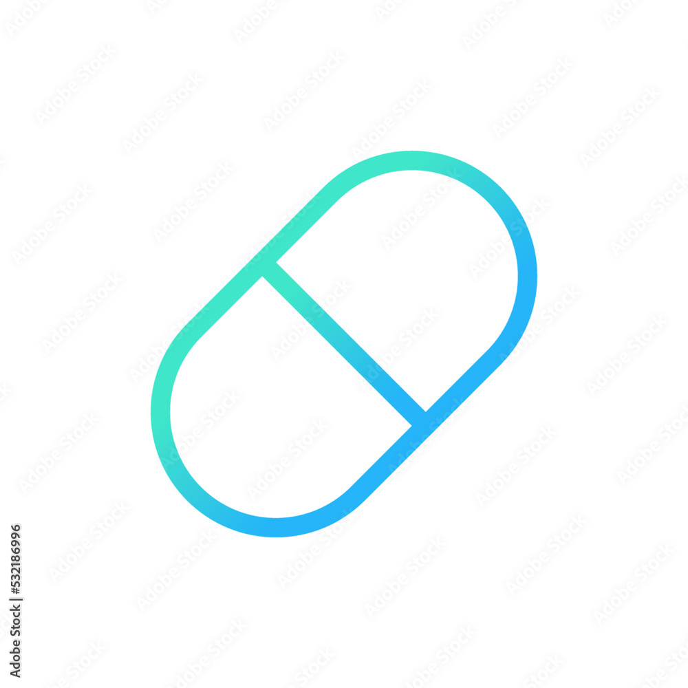 Capsule pixel perfect gradient linear ui icon. Oral medication. Pill prescript. Remedy in shell. Line color user interface symbol. Modern style pictogram. Vector isolated outline illustration Capsule pixel perfect gradient linear ui icon. Oral medication. Pill prescript. Remedy in shell. Line color user interface symbol. Modern style pictogram. Vector isolated outline illustration