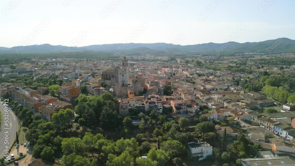 Aerial views of a national road 2 in Girona Llagostera panoramic views traffic of cars Aerial views of a national road 2 in Girona Llagostera panoramic views traffic of cars