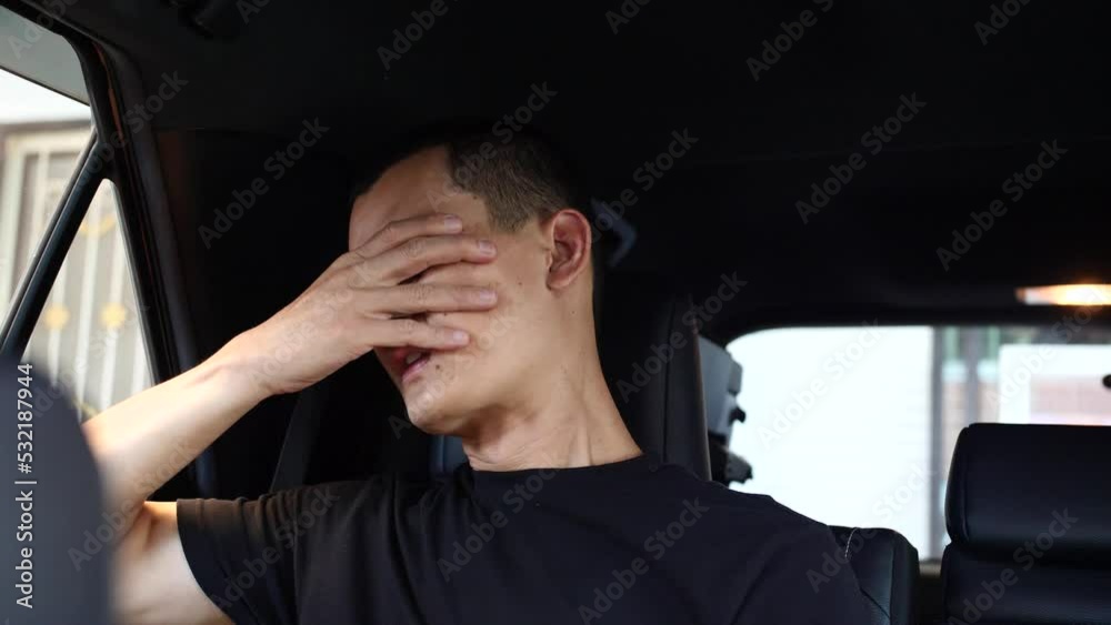 Asian man sitting stressed and sad about depression at work not successful. Asian man sitting stressed and sad about depression at work not successful.
