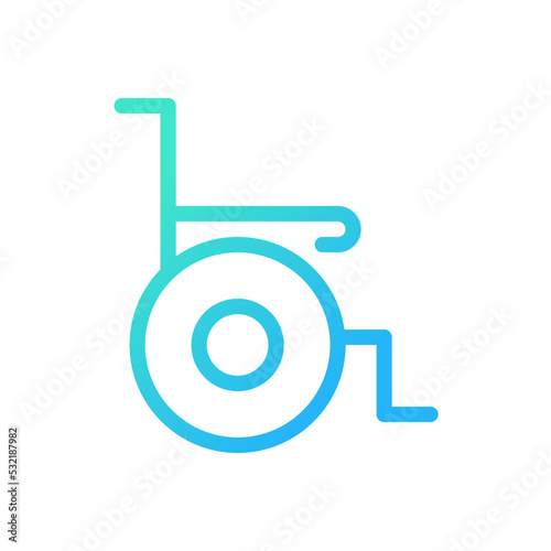 Wheelchair pixel perfect gradient linear ui icon. Medical equipment. Disability and injury. Line color user interface symbol. Modern style pictogram. Vector isolated outline illustration