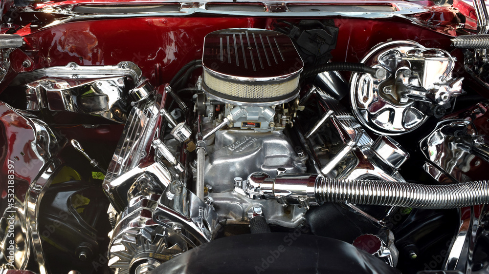 Muscle Car Chrome Engine Hot Rod Muscle Car Chrome Engine Hot Rod
