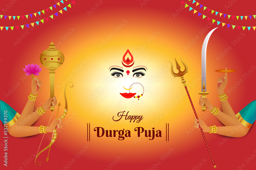 Shubh Navratri Durga puja background with Maa shakti hands. Decorative Navratri background. Shubh Navratri Durga puja background with Maa shakti hands. Decorative Navratri background.