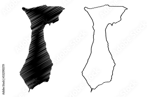 Imrali island (Republic of Turkey) map vector illustration, scribble sketch Imrali ada map