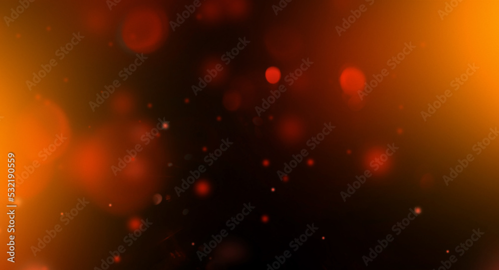 Red and yellow Lens flare particles. Abstract background